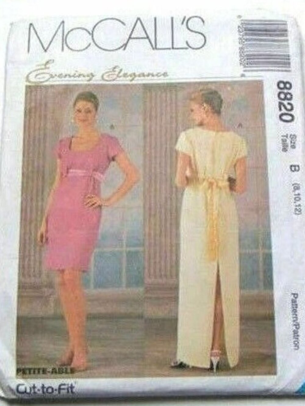 Vintage Sewing Pattern McCalls 8820 Miss Elegance Evening Dress Tie Belt 8-12